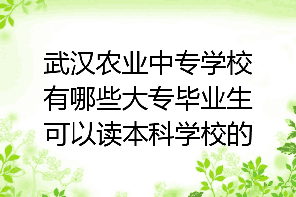武汉农业中专学校有哪些大专毕业生可以读本科学校的