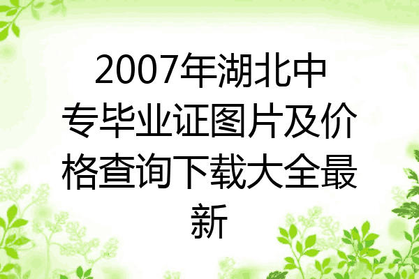 2007年湖北中专毕业证图片及价格查询下载大全最新