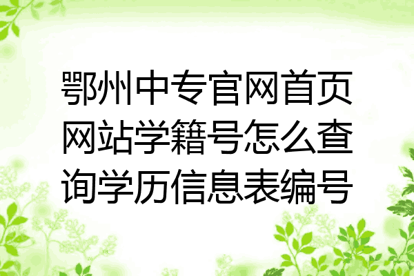 鄂州中专官网首页网站学籍号怎么查询学历信息表编号