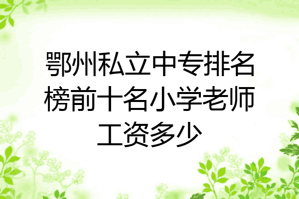 鄂州私立中专排名榜前十名小学老师工资多少