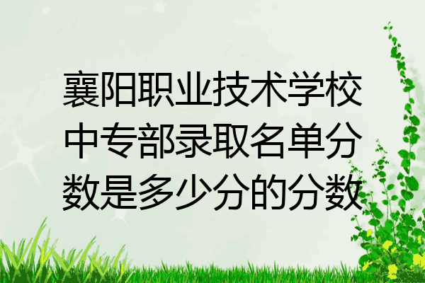 襄阳职业技术学校中专部录取名单分数是多少分的分数