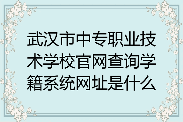 武汉市中专职业技术学校官网查询学籍系统网址是什么