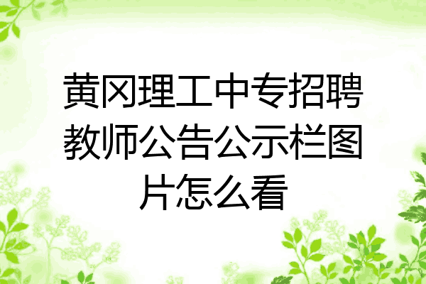 黄冈理工中专招聘教师公告公示栏图片怎么看