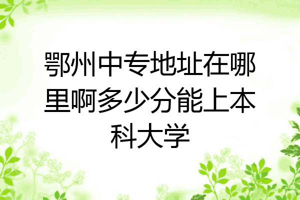 鄂州中专地址在哪里啊多少分能上本科大学