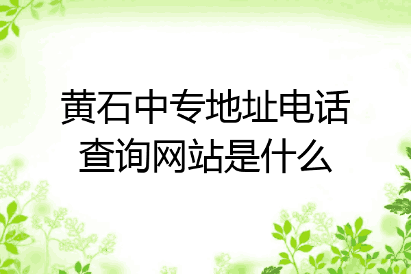 黄石中专地址电话查询网站是什么