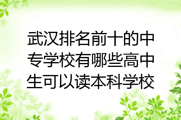 武汉排名前十的中专学校有哪些高中生可以读本科学校