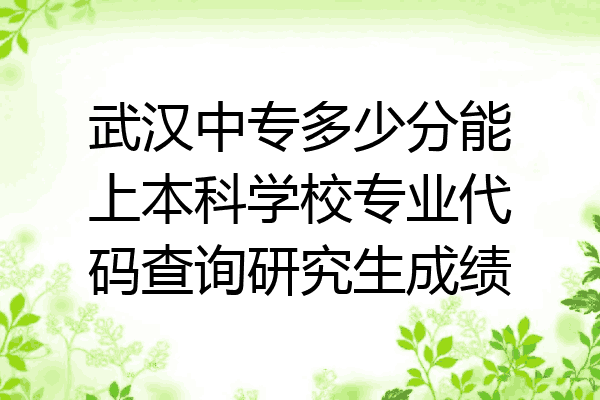 武汉中专多少分能上本科学校专业代码查询研究生成绩