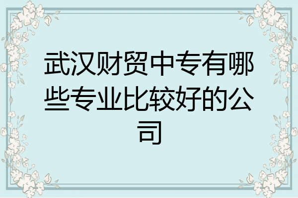 武汉财贸中专有哪些专业比较好的公司