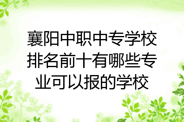 襄阳中职中专学校排名前十有哪些专业可以报的学校