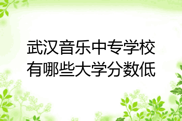 武汉音乐中专学校有哪些大学分数低