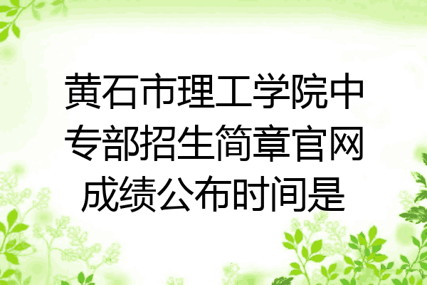 黄石市理工学院中专部招生简章官网成绩公布时间是