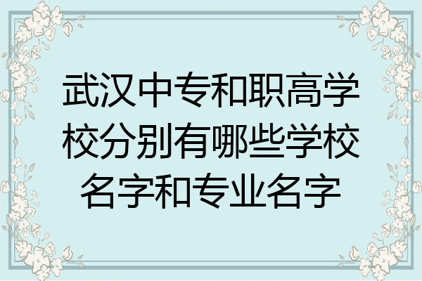 武汉中专和职高学校分别有哪些学校名字和专业名字