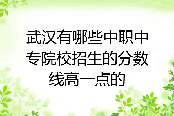 武汉有哪些中职中专院校招生的分数线高一点的