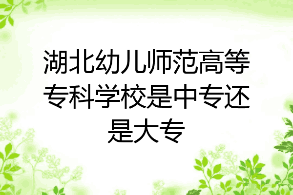 湖北幼儿师范高等专科学校是中专还是大专