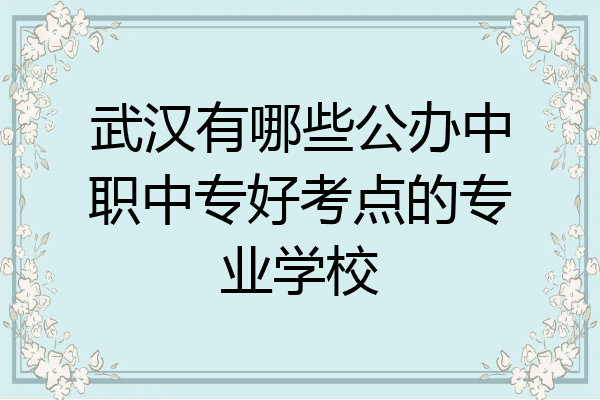 武汉有哪些公办中职中专好考点的专业学校