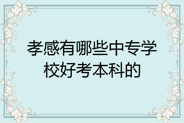 孝感有哪些中专学校好考本科的