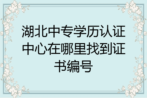 湖北中专学历认证中心在哪里找到证书编号