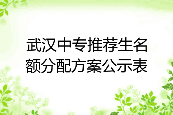 武汉中专推荐生名额分配方案公示表