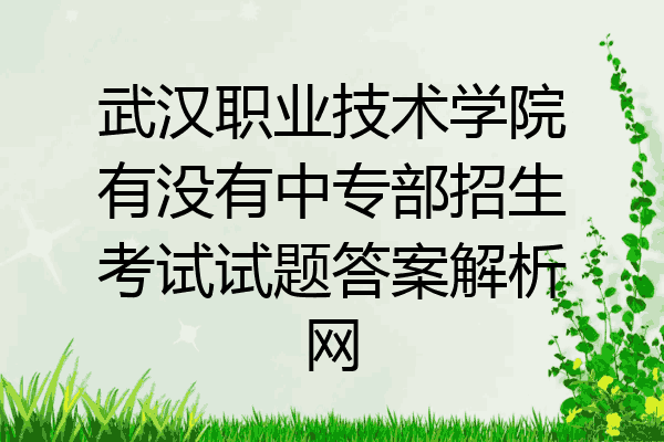 武汉职业技术学院有没有中专部招生考试试题答案解析网