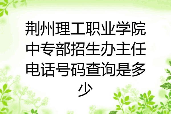 荆州理工职业学院中专部招生办主任电话号码查询是多少