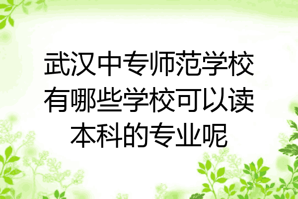 武汉中专师范学校有哪些学校可以读本科的专业呢