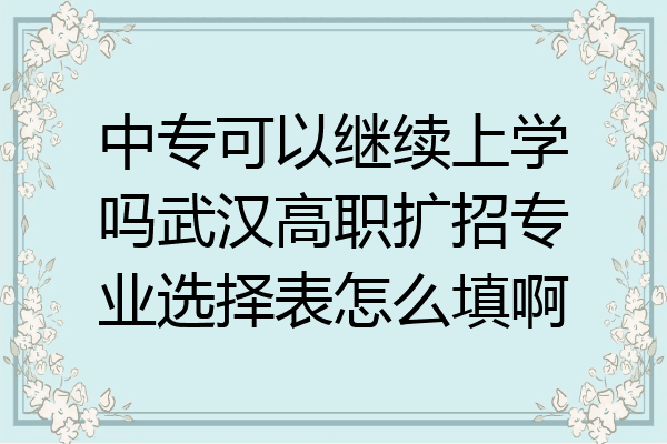 中专可以继续上学吗武汉高职扩招专业选择表怎么填啊