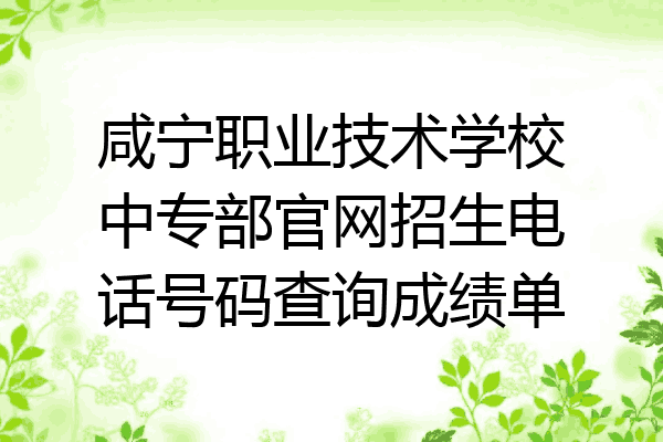 咸宁职业技术学校中专部官网招生电话号码查询成绩单