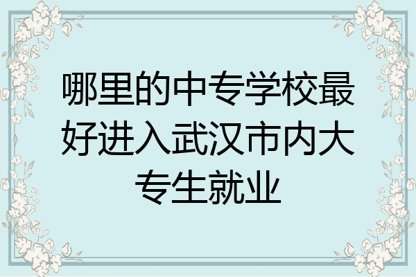 哪里的中专学校最好进入武汉市内大专生就业