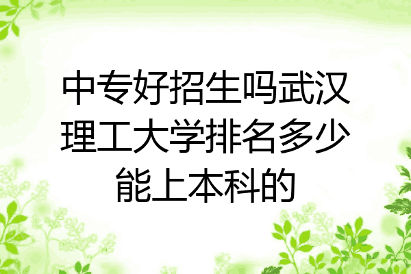 中专好招生吗武汉理工大学排名多少能上本科的
