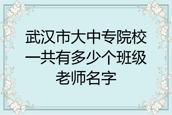 武汉市大中专院校一共有多少个班级老师名字