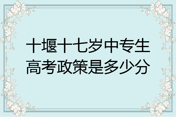 十堰十七岁中专生高考政策是多少分