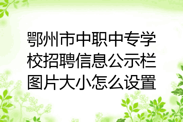 鄂州市中职中专学校招聘信息公示栏图片大小怎么设置