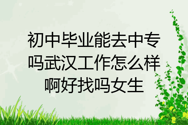 初中毕业能去中专吗武汉工作怎么样啊好找吗女生