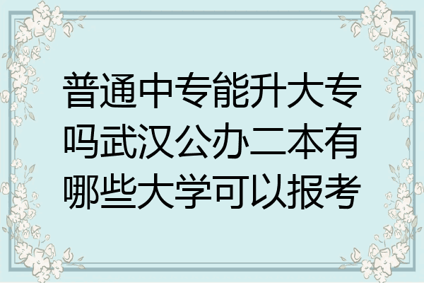 普通中专能升大专吗武汉公办二本有哪些大学可以报考