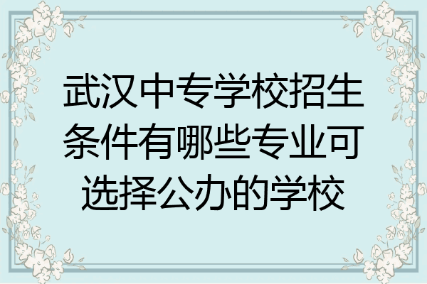 武汉中专学校招生条件有哪些专业可选择公办的学校