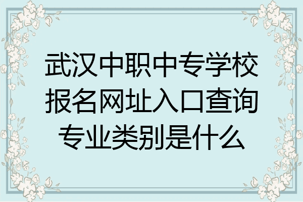 武汉中职中专学校报名网址入口查询专业类别是什么