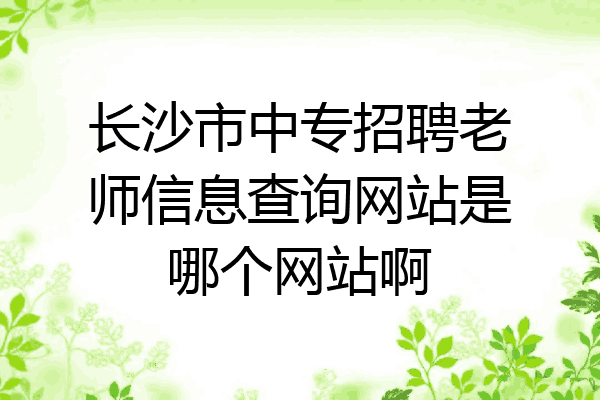 长沙市中专招聘老师信息查询网站是哪个网站啊