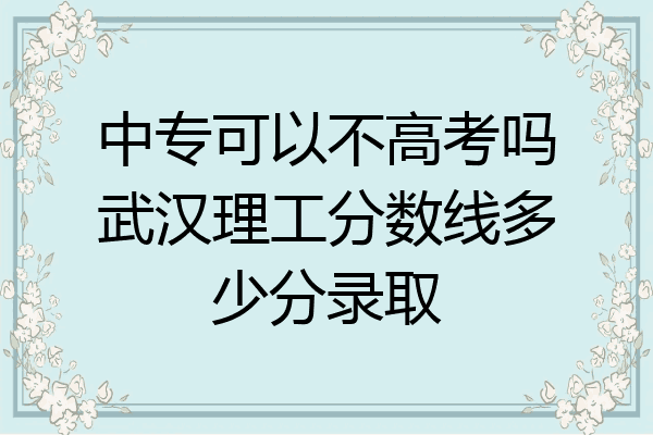 中专可以不高考吗武汉理工分数线多少分录取