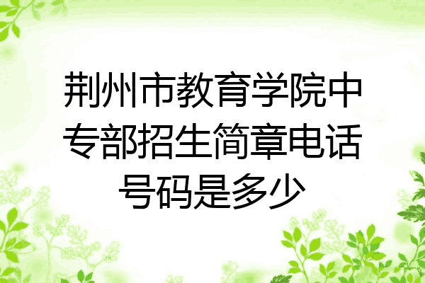 荆州市教育学院中专部招生简章电话号码是多少