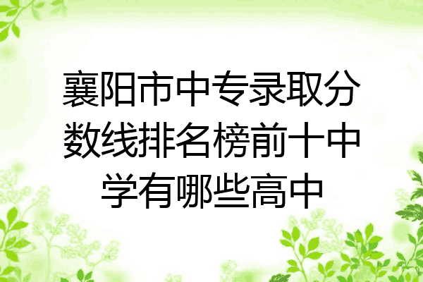 襄阳市中专录取分数线排名榜前十中学有哪些高中