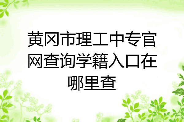 黄冈市理工中专官网查询学籍入口在哪里查