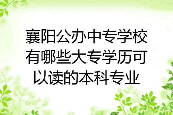 襄阳公办中专学校有哪些大专学历可以读的本科专业