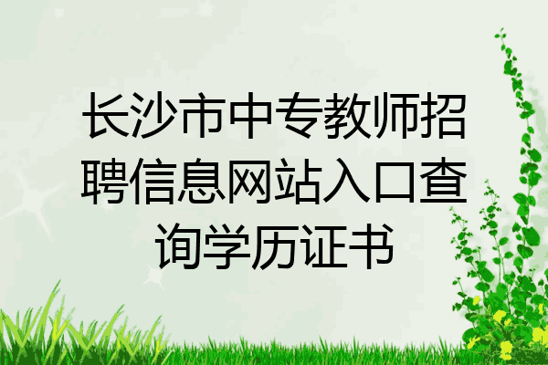 长沙市中专教师招聘信息网站入口查询学历证书
