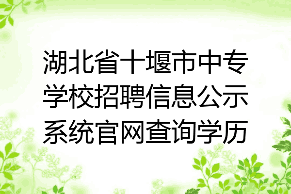 湖北省十堰市中专学校招聘信息公示系统官网查询学历