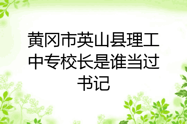 黄冈市英山县理工中专校长是谁当过书记