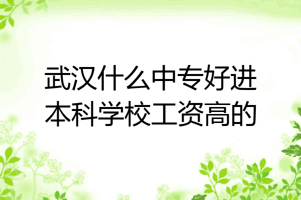 武汉什么中专好进本科学校工资高的
