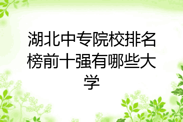 湖北中专院校排名榜前十强有哪些大学