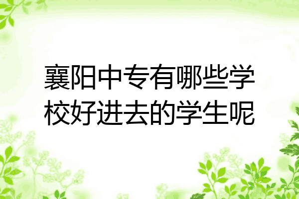 襄阳中专有哪些学校好进去的学生呢