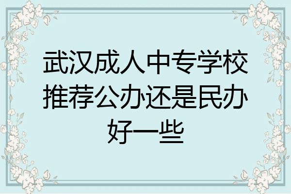 武汉成人中专学校推荐公办还是民办好一些