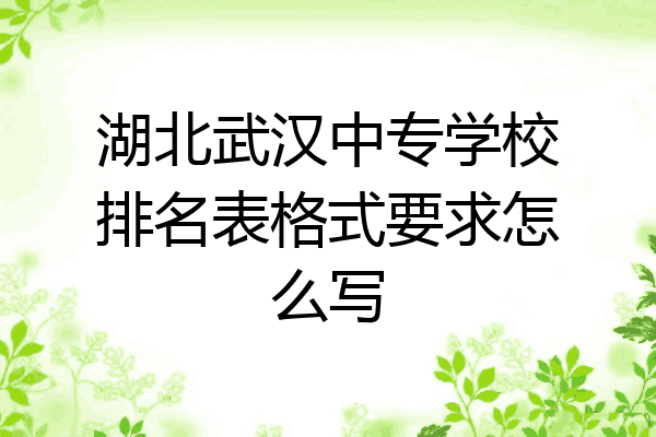 湖北武汉中专学校排名表格式要求怎么写